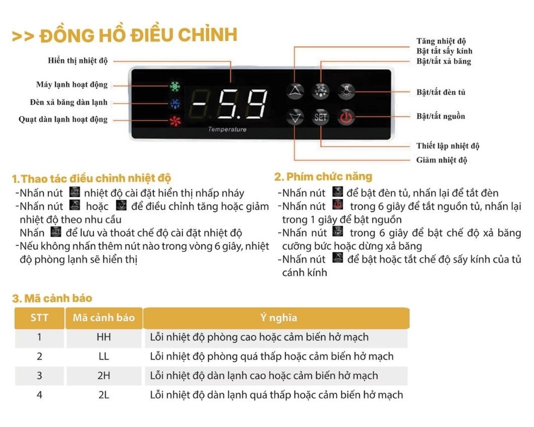 bảng điều khiển tủ đông, tủ mát cánh inox unimax